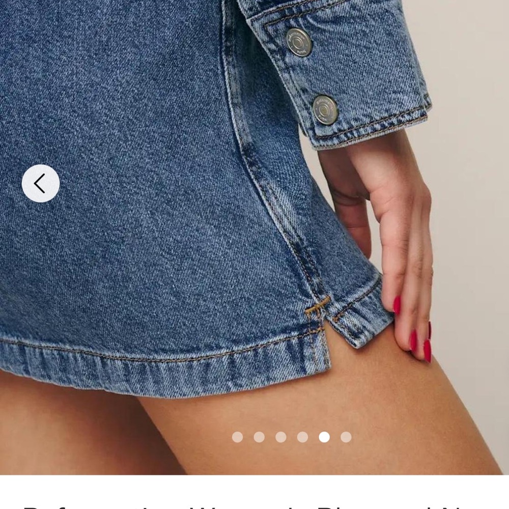 NWT Size 4 Reformation Roxanna Cinch Waist Denim Mini Dress - Picture 3 of 15